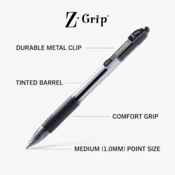 Zebra Pen Z-Grip Retractable Ballpoint Pen, Medium Point, 1.0mm, Black Ink, 2-Count