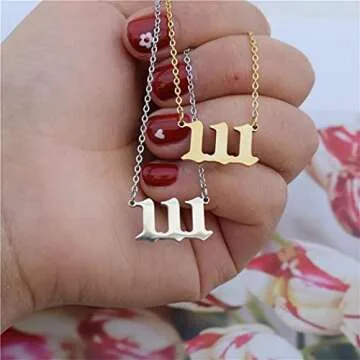 Wealthmao Angel Number Necklace for Women 000 111 222 333 444 555 666 777 888 999 Gold Plated Stainless Steel Pendant Choker Necklace Chain Numerology Jewelry (111-Gold)