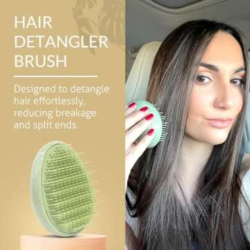 B to Z Edit Travel Brush - Mini Hair Brush for Women Teens Kids - Scalp Massager Hair Care - Small Portable Brush - Thick, Curly, Straight, Wet, Dry - Compact Detangler - Purse Essentials - Sensory