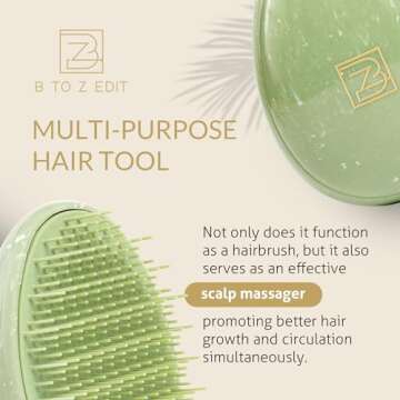 B to Z Edit Travel Brush - Mini Hair Brush for Women Teens Kids - Scalp Massager Hair Care - Small Portable Brush - Thick, Curly, Straight, Wet, Dry - Compact Detangler - Purse Essentials - Sensory
