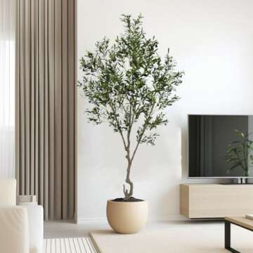 SCNROU Artificial Olive Tree 9ft Tall Fake Potted Olive Silk Tree with Planter Large Faux Olive Branches and Fruits Artificial Tree for Modern Home Office Living Room Floor Decor Indoor