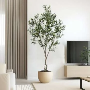 SCNROU Artificial Olive Tree 9ft Tall Fake Potted Olive Silk Tree with Planter Large Faux Olive Branches and Fruits Artificial Tree for Modern Home Office Living Room Floor Decor Indoor