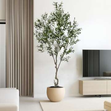 SCNROU Artificial Olive Tree 9ft Tall Fake Potted Olive Silk Tree with Planter Large Faux Olive Branches and Fruits Artificial Tree for Modern Home Office Living Room Floor Decor Indoor