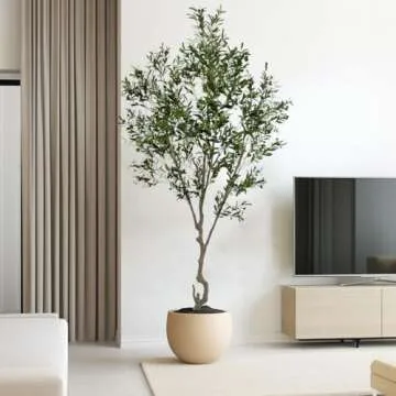 SCNROU Artificial Olive Tree 9ft Tall Fake Potted Olive Silk Tree with Planter Large Faux Olive Branches and Fruits Artificial Tree for Modern Home Office Living Room Floor Decor Indoor