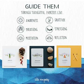 Little Renegades Mindful Kids Cards - Daytime Affirmation and Mindfulness for Kids Ages 3 and Up - Calming Corner Classroom Learning Games with Slow Breathing Exercises and Reflection - 40 Cards