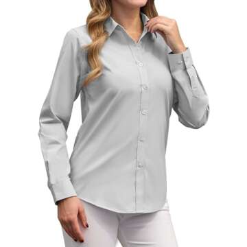 Siliteelon Long Sleeve Button Down Shirts for Women Hooked