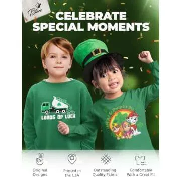 St. Patrick's Day Lucky Charm Irish Clover Shamrock Youth Kids T-Shirt Medium Green