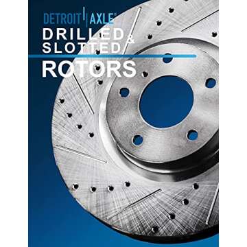 Detroit Axle - Brake Kit for 2003-2008 Honda Pilot Drilled and Slotted Brake Rotor 2004 2005 2006 20...
