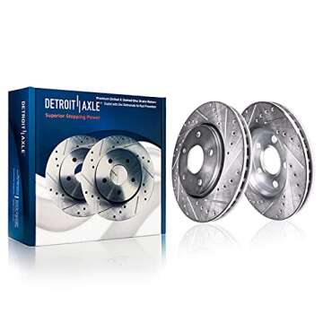 Detroit Axle - Brake Kit for 2003-2008 Honda Pilot Drilled and Slotted Brake Rotor 2004 2005 2006 2007 Ceramic Brakes Pads Front Rear Replacement : 11.8'' inch Front and 12.32'' inch Rear Rotors