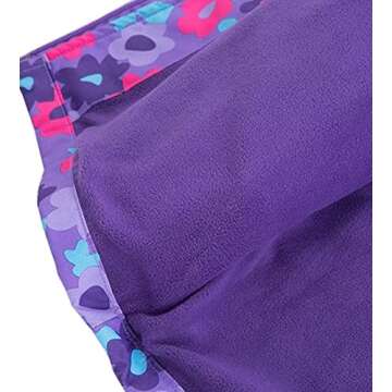 Welity Little Girl's Rain Jackets Fleece Lined Floral Windbreaker Outdoor Hoodie Outerwear, 1 Purple, US 7 Years-8 Years = Tag 130