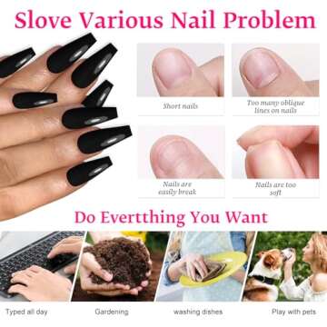 100pc Colored Coffin Press on Nails Long Ballerina False Fake Nail Tips Full Cover Manicure Design Acrylic Nails for Women Teen Girls (Black)