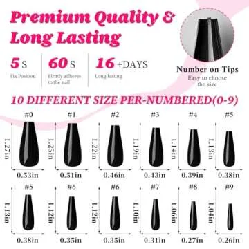 100pc Colored Coffin Press on Nails Long Ballerina False Fake Nail Tips Full Cover Manicure Design Acrylic Nails for Women Teen Girls (Black)