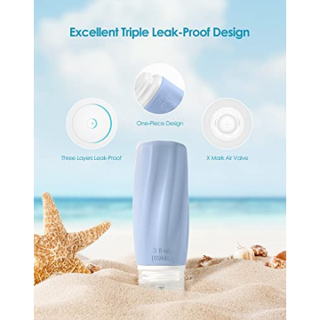 Morfone Travel Bottles 3oz TSA Approved Leakproof Silicone