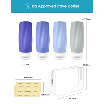 Morfone Travel Bottles 3oz TSA Approved Leakproof Silicone