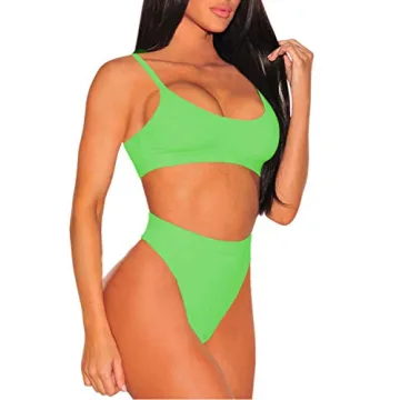 Pink Queen Women’s Green High Cut Bikini Set for Summer Fun