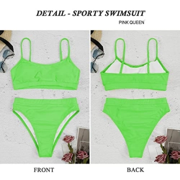 Pink Queen Women’s Green High Cut Bikini Set for Summer Fun