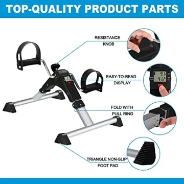 TABEKE Pedal Exerciser for Arms and Legs - Under Desk Bike