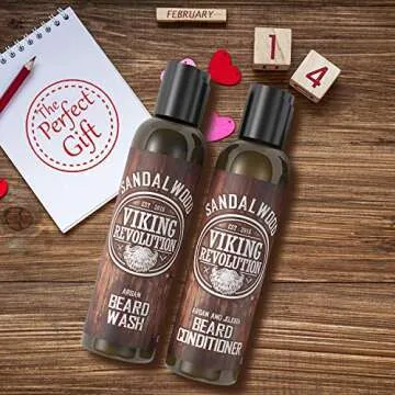Viking Revolution Beard Wash & Beard Conditioner Set w/Argan & Jojoba Oils - Softens & Strengthens - Natural Beard Shampoo w/Beard Oil Sandalwood (5oz)