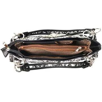 Zelris Camouflage Shine Glow Cross Wings Women Conceal Carry Handbag (Hot Pink)