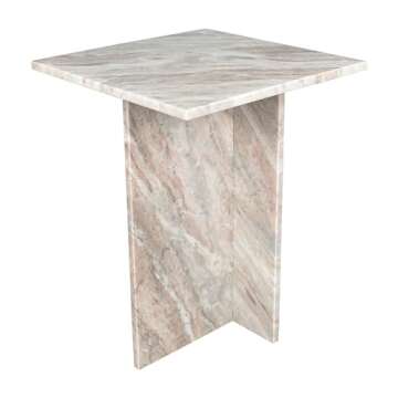 JONATHAN Y MTB1104A Cecil 18.5" Contemporary Natural Marble Handmade T-Shaped End Table for Living Room, Bedroom, Bathroom, Gray/Beige
