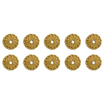 Hardware Philosophy Chrysanthemum Backplate Washer Brass Hardware 1.4 Inches- Set of 10 - Architectural, Interior Design, Doors, Furniture Cabinet Customization Hardware
