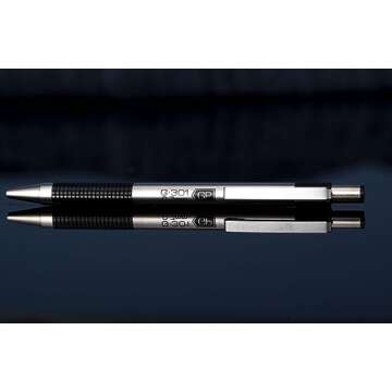 Zebra Pen G-301 Retractable Gel Ink Pen, Stainless Steel Barrel, Medium Point, 0.7mm, Black Ink, 12-Pack