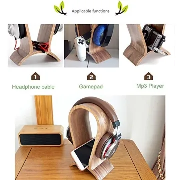 Stylish Walnut Headphone Stand for Desk Organization