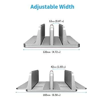JARLINK Vertical Laptop Stand Holder, Aluminum Double Desktop Stand Holder with Adjustable Dock (Up to 17.3 inch), Fits All MacBook, Surface, Chromebook, and Gaming Laptops, Grey