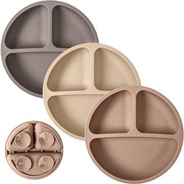 WeeSprout Suction Plates for Babies & Toddlers - 100% Silicone, Dinnerware Stays Put, Divided Design...