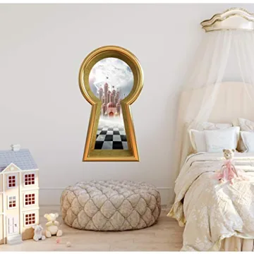 36" Keyhole 3D Wall Decal for Kids - Heart Castle Mural