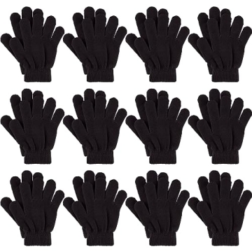 Glooarm 12 Pairs Kids Gloves - Warm, Stretchy & Cozy Winter Knit Gloves