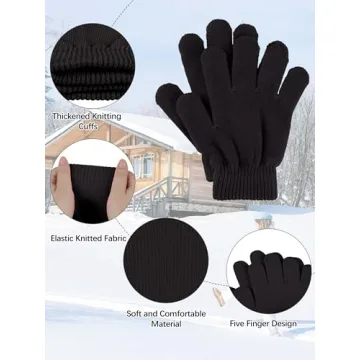 Glooarm 12 Pairs Kids Winter Gloves - Knit & Warm
