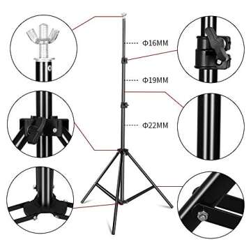 SH Heavy Duty Background Stand, 2x2M Backdrop Support System Kit with Carry Bag for Photography Photo Video Studio,Photography Studio1