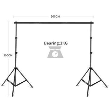 SH Heavy Duty Background Stand, 2x2M Backdrop Support System Kit with Carry Bag for Photography Photo Video Studio,Photography Studio1