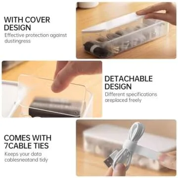PAVSTINE Adjustable Cable Organizer with 7 Ties for Desk