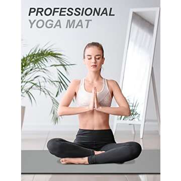 Yoga Mat with Strap, 1/3 Inch Extra Thick Yoga Mat Double-sided Non Slip, Professional TPE Yoga Mats for Women Men, Workout Mat for Yoga, Pilates and Floor Exercises