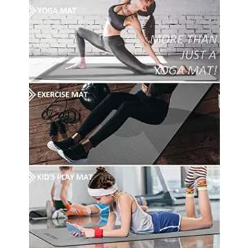 Yoga Mat with Strap, 1/3 Inch Extra Thick Yoga Mat Double-sided Non Slip, Professional TPE Yoga Mats for Women Men, Workout Mat for Yoga, Pilates and Floor Exercises