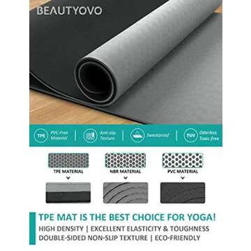 Yoga Mat with Strap, 1/3 Inch Extra Thick Yoga Mat Double-sided Non Slip, Professional TPE Yoga Mats for Women Men, Workout Mat for Yoga, Pilates and Floor Exercises