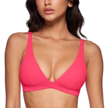 INGIA Women's Deep V-Neck Sports Bra - Padded Low Impact Fitness Bra