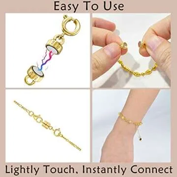 OHINGLT 925 Sterling Silver Magnetic Necklace Clasps and Closures,Gold and Silver Magnetic Clasp Converter for Jewelry Making Supplies,Chain Extender Connector for Small Necklace Bracelet