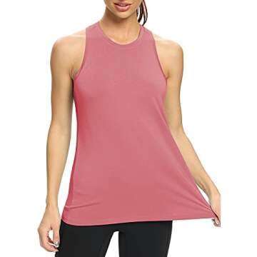 Mippo Workout Tops for Women Loose Fit Tennis Shirt Yoga Tank Exercise Clothes Active Wear Long Tank...