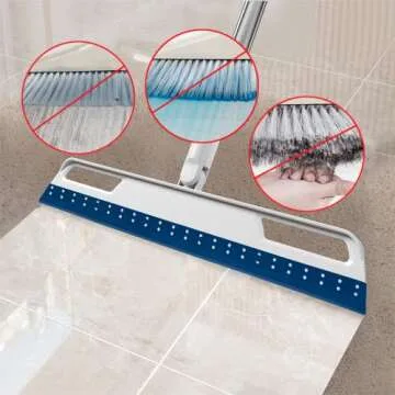 Mulitfunctional Magic Broom and Squeegee, Smart Silicone Broom for Indoor Cleaning, 4 in 1 Brooms Works on Smooth Floors, Windows, Rugs, Sweeps up Glass, Liquids, Fine Dust, Removes Pet Hair (Blue)