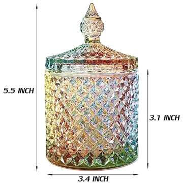 EWEIGEER Colorful Crystal Glass Candy Snack Barrel Storage Jar Embossed Luxury Cookie Buffet Canister With Lids Jewelry Box Jar Biscuit Containers
