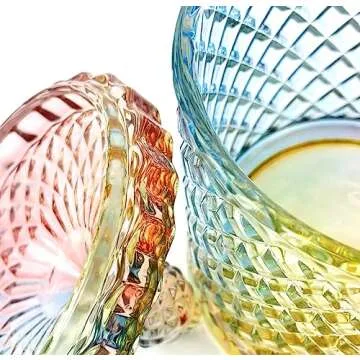 EWEIGEER Colorful Crystal Glass Candy Snack Barrel Storage Jar Embossed Luxury Cookie Buffet Canister With Lids Jewelry Box Jar Biscuit Containers