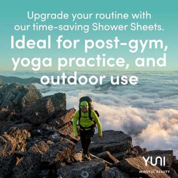 YUNI Beauty Large Body Wipes, Peppermint Citrus, 12 Count, Compostable, Biodegradable, No Rinse Body Cleanser, On-the-Go Shower Alternative