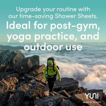 YUNI Beauty Large Body Wipes, Peppermint Citrus, 12 Count, Compostable, Biodegradable, No Rinse Body Cleanser, On-the-Go Shower Alternative