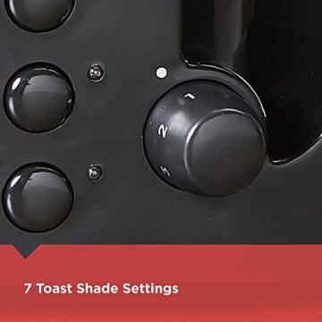 BLACK+DECKER 4-Slice Toaster, TR1410BD, Extra-Wide, 7 Shade Settings, Crumb Trays, Gloss Black