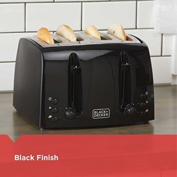 BLACK+DECKER 4-Slice Toaster, TR1410BD, Extra-Wide, 7 Shade Settings, Crumb Trays, Gloss Black