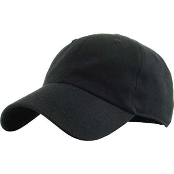 Classic Cotton Dad Hat Bundle Adjustable Unconstructed Plain Cap (One Size, Black (12 Pack))
