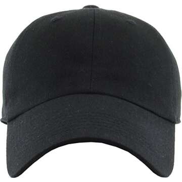 Classic Cotton Dad Hat Bundle Adjustable Unconstructed Plain Cap (One Size, Black (12 Pack))